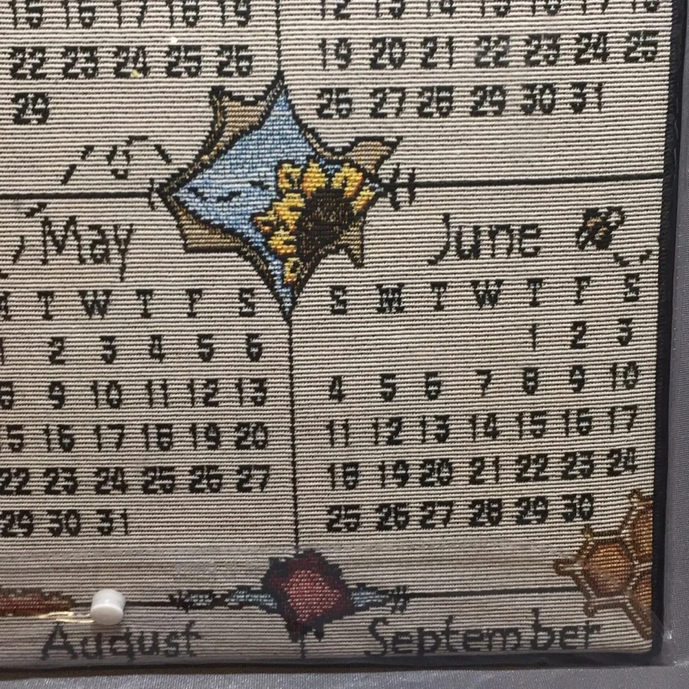 Vintage Y2K Boyds Bears Ain’t Life Sweet Tapestry Wall Calendar With Sunflowers
